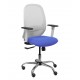 Silla Cilanco blanca malla blanca asiento bali azul claro brazo regulable base cromada ruedas de parqué